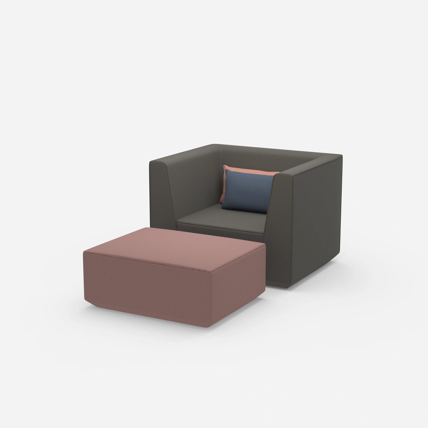 Sessel mit Fußablage modern von der Seite