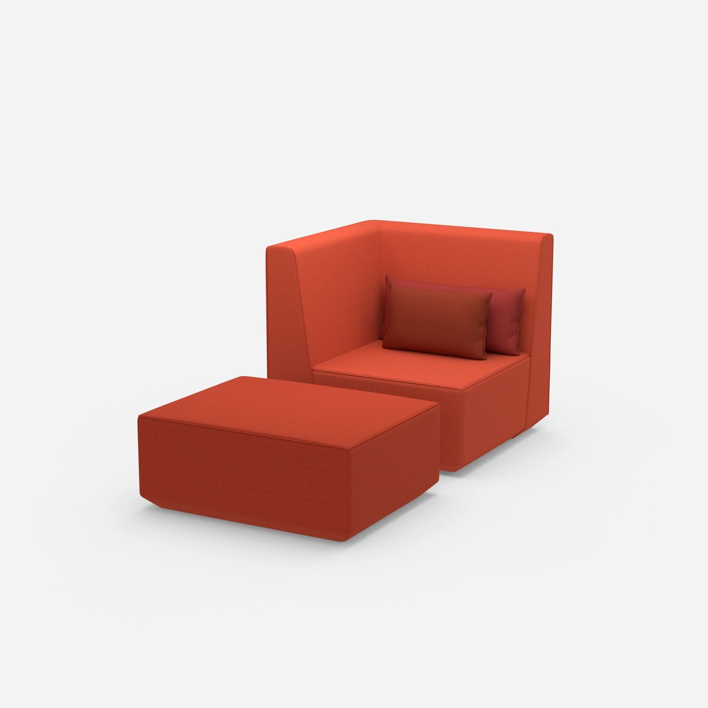 Sessel mit Hocker modern von der Seite