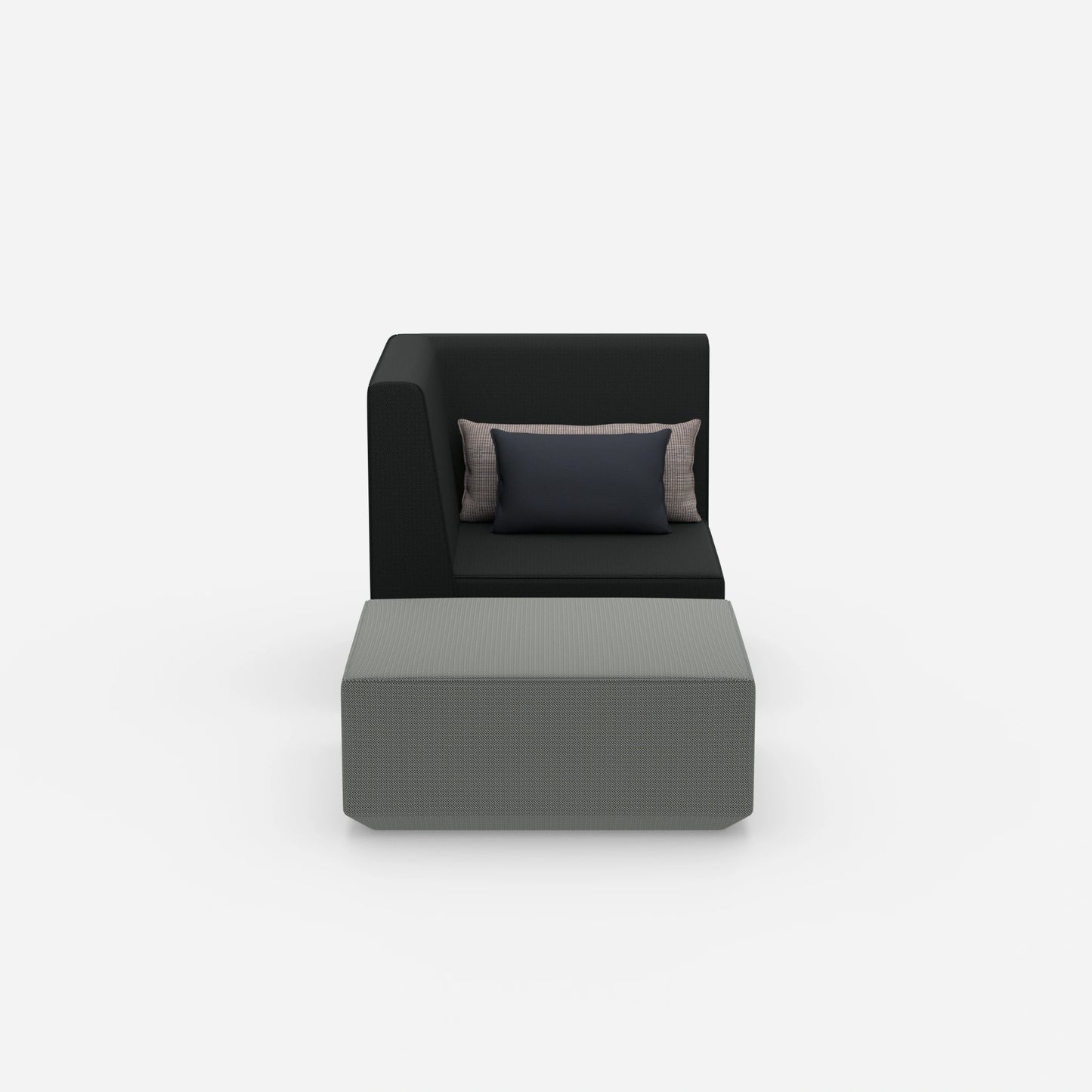 Sessel mit Hocker modern von vorne