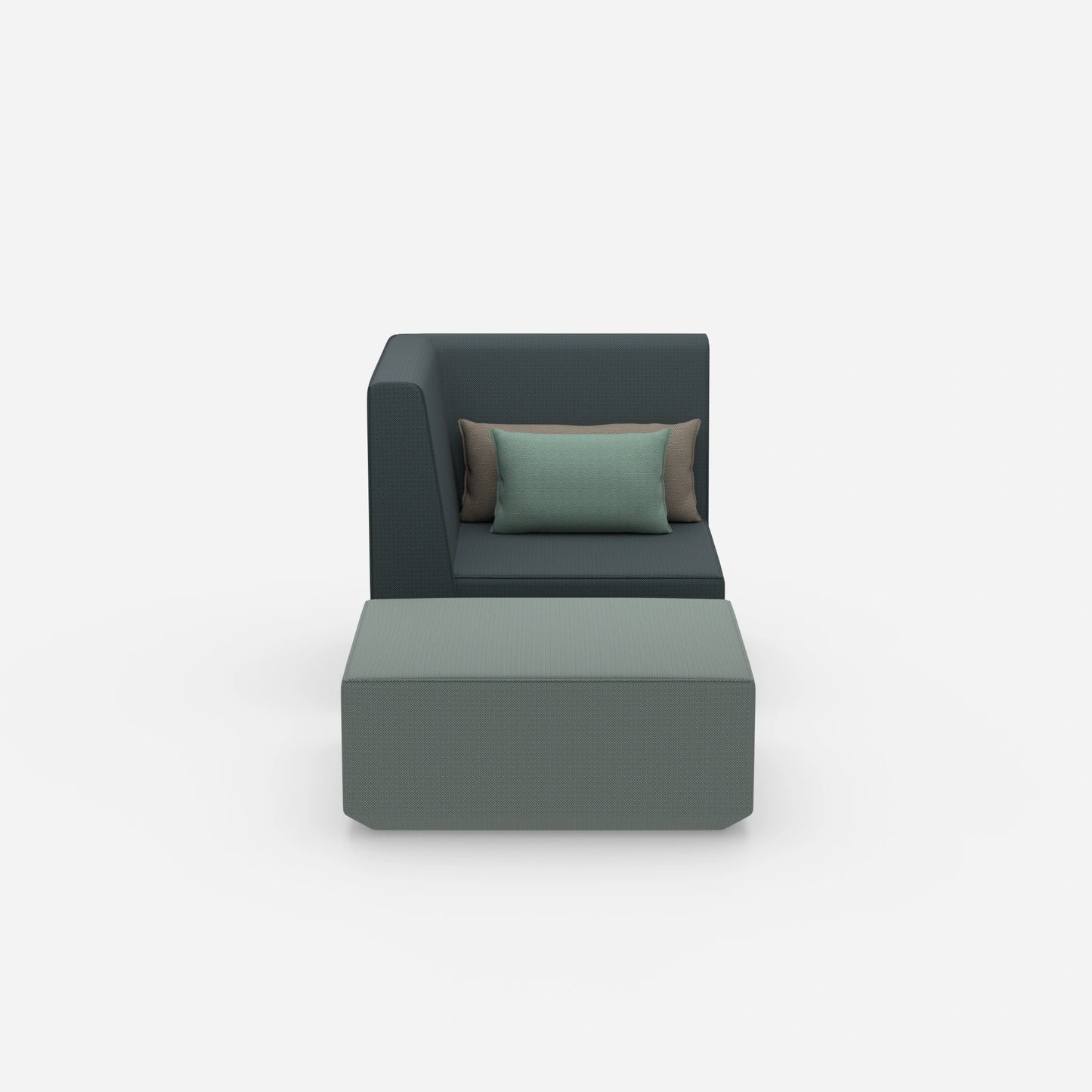 Sessel mit Hocker modern von vorne