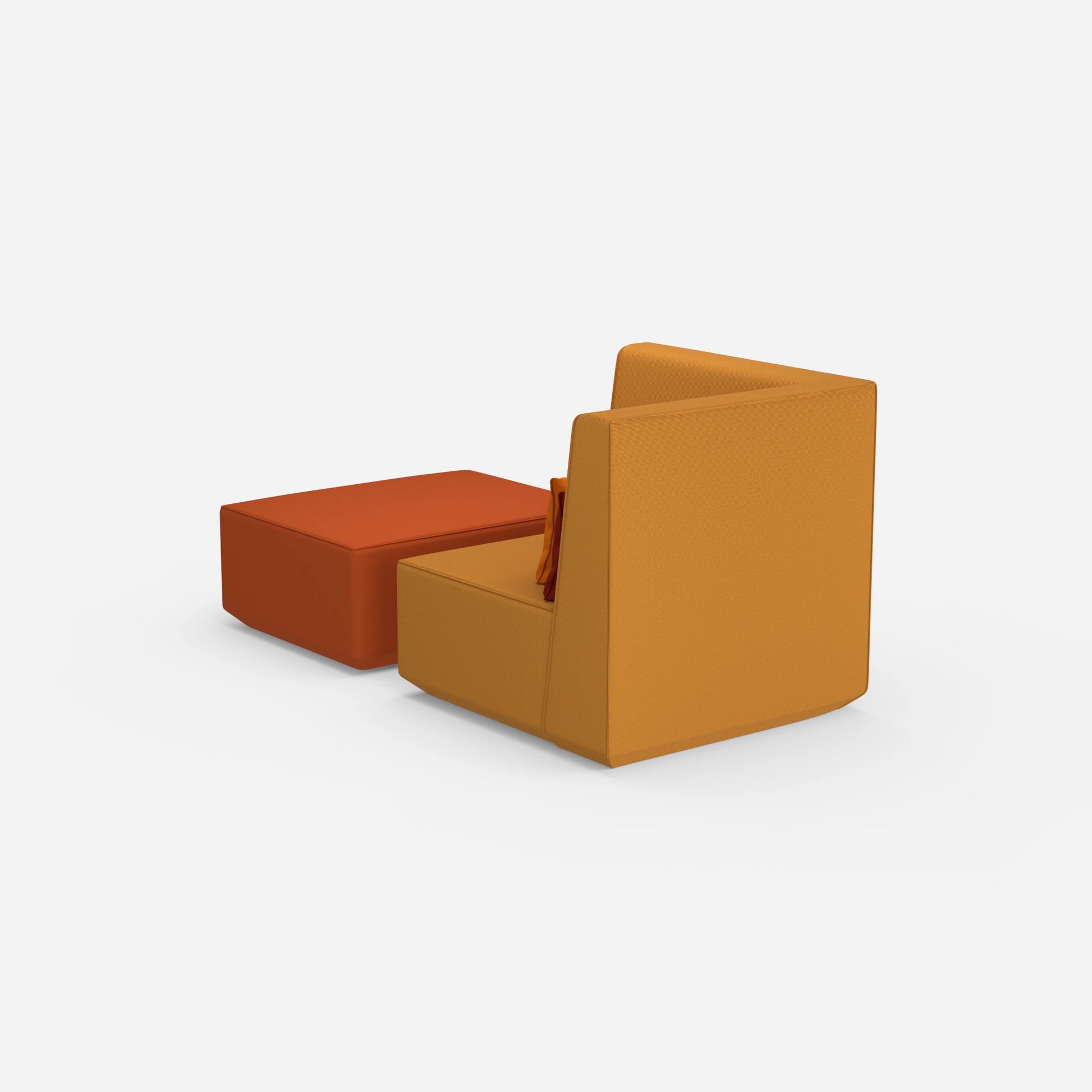 Sessel mit Hocker modern von hinten