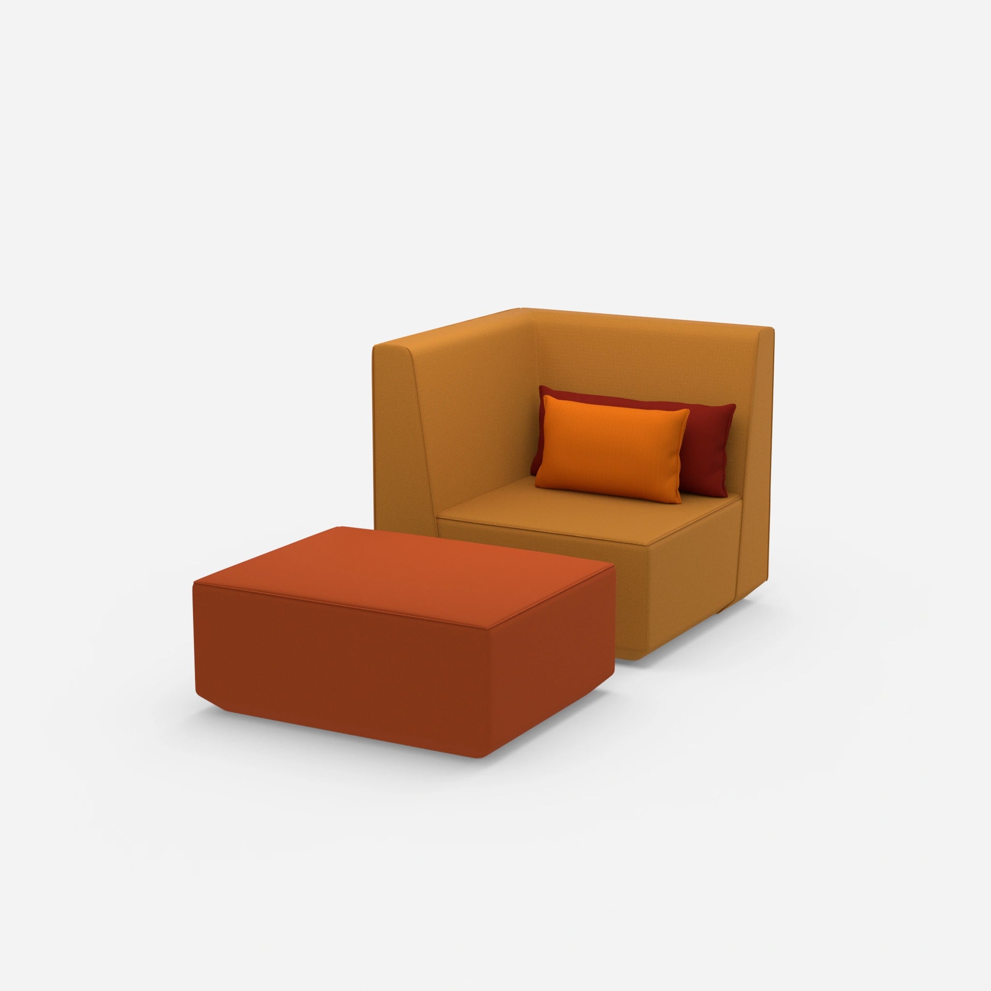Sessel mit Hocker modern von der Seite