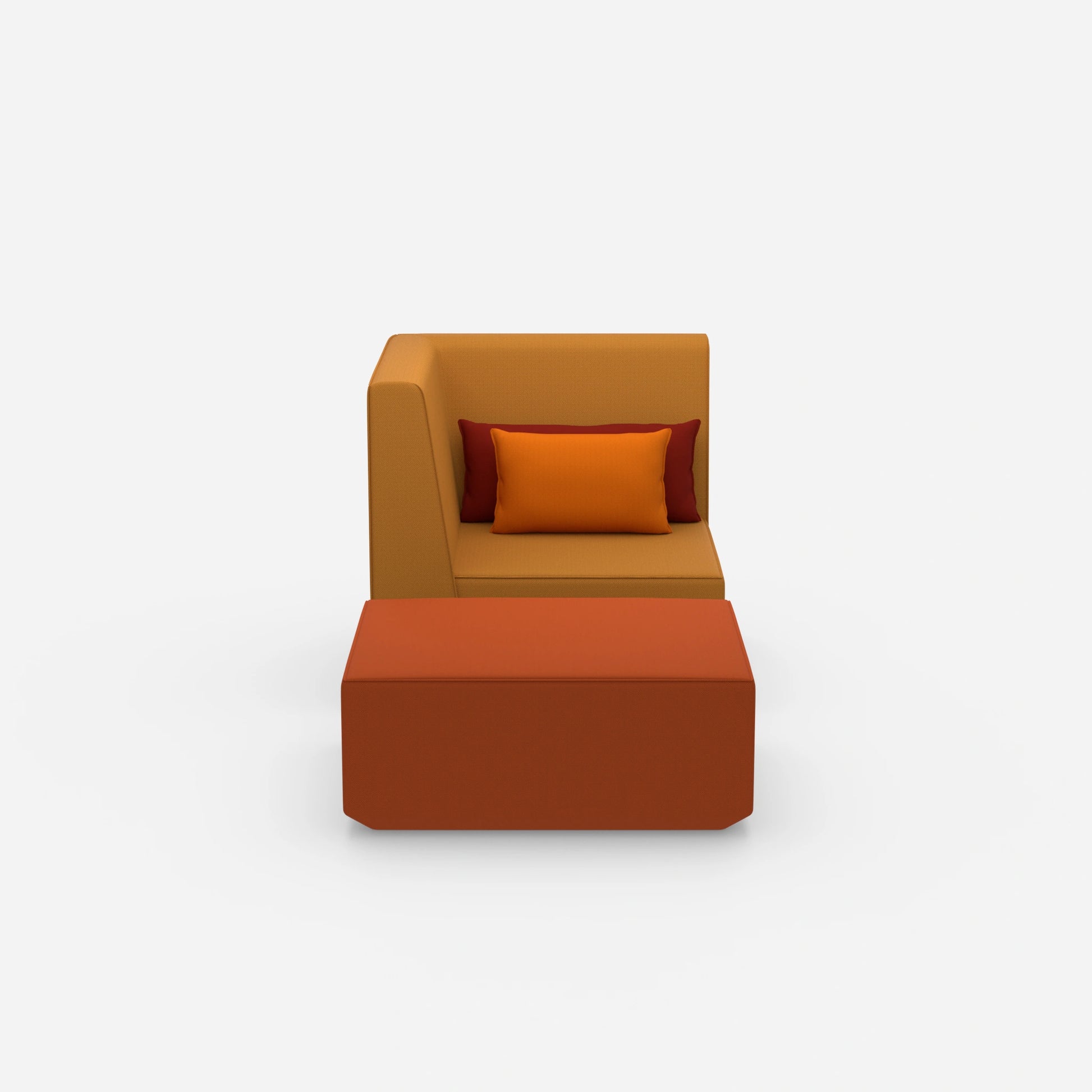 Sessel mit Hocker modern von vorne