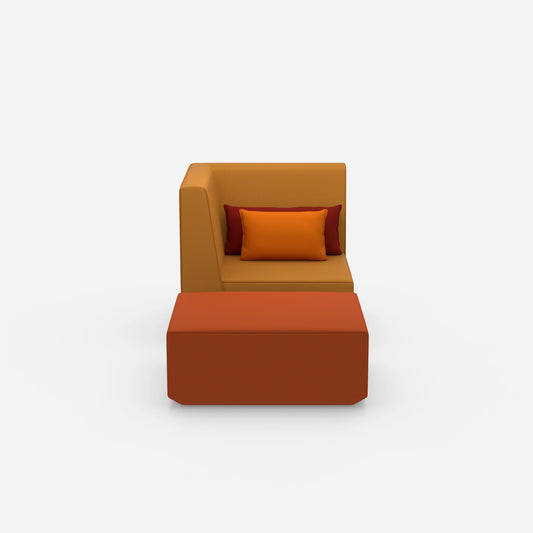 Sessel mit Hocker modern von vorne