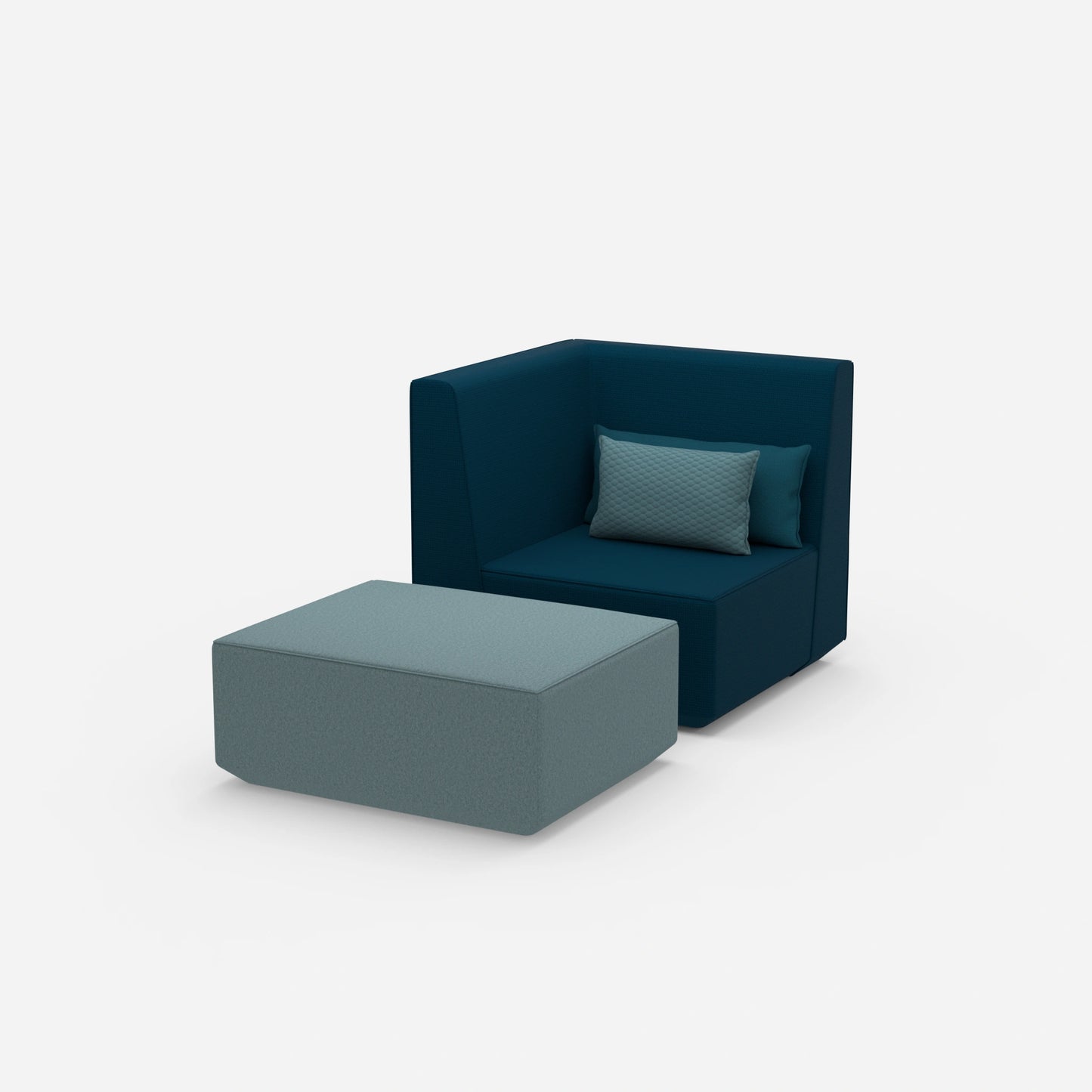 Sessel mit Hocker modern von der Seite