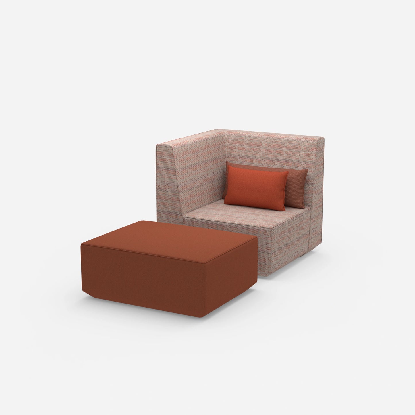 Sessel mit Hocker modern von der Seite