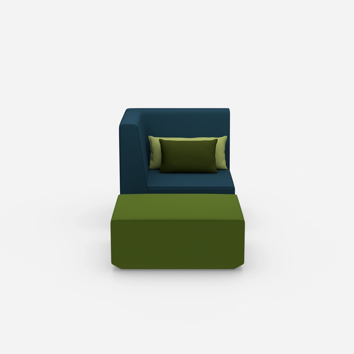Sessel mit Hocker modern von vorne