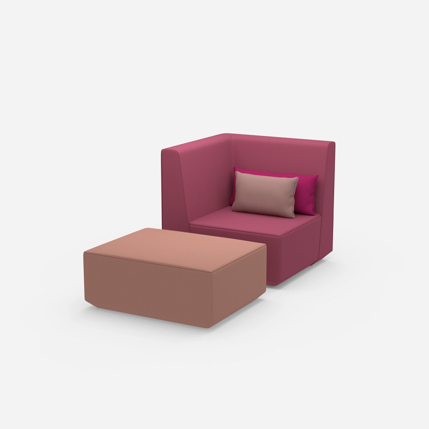 Sessel mit Hocker modern von der Seite