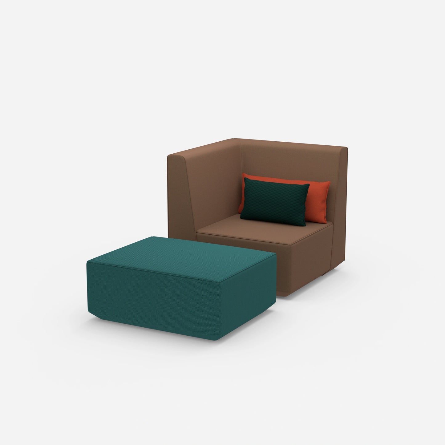 Sessel mit Hocker modern von der Seite