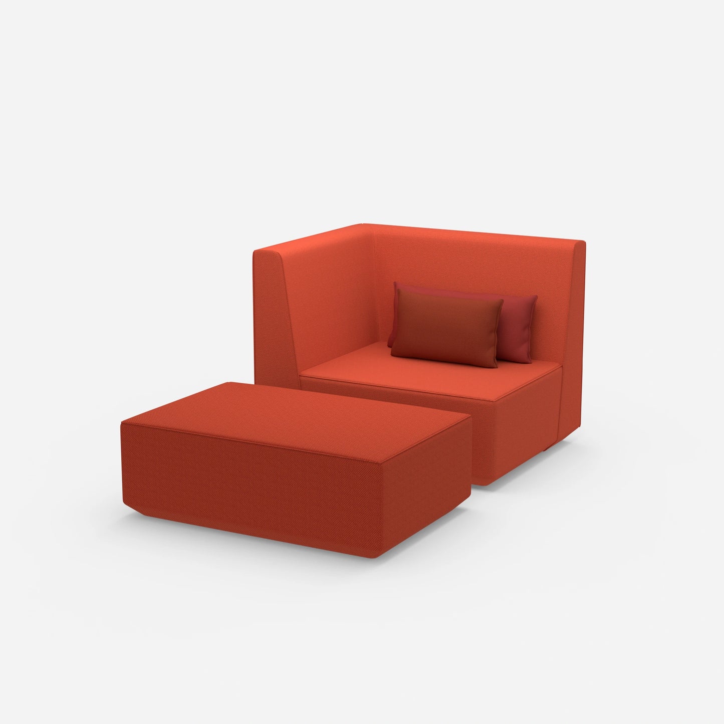 Sessel und Hocker modern von der Seite