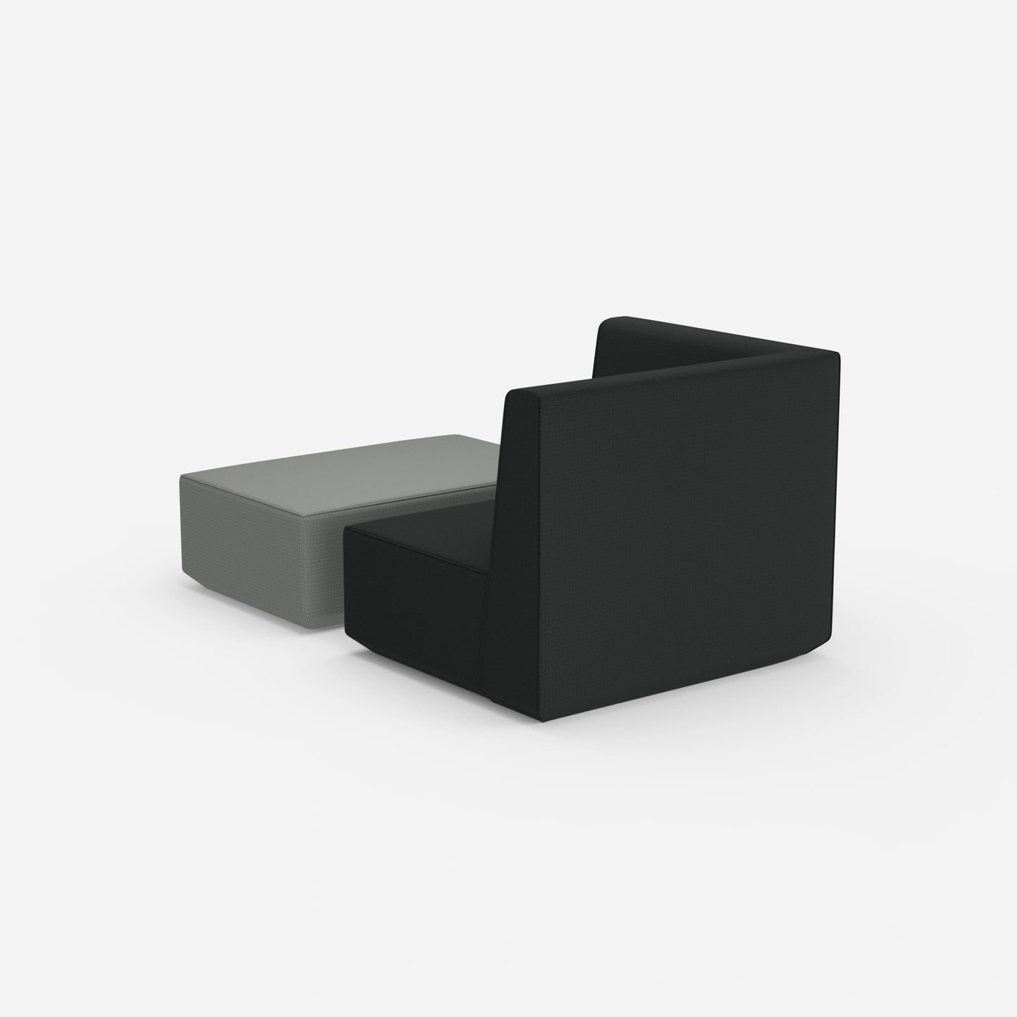 Sessel und Hocker modern von hinten