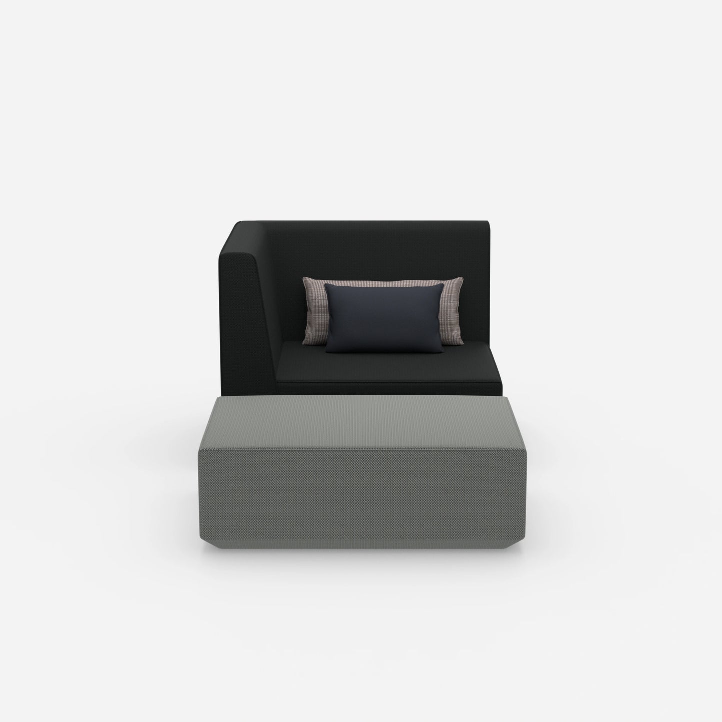 Sessel und Hocker modern von vorne