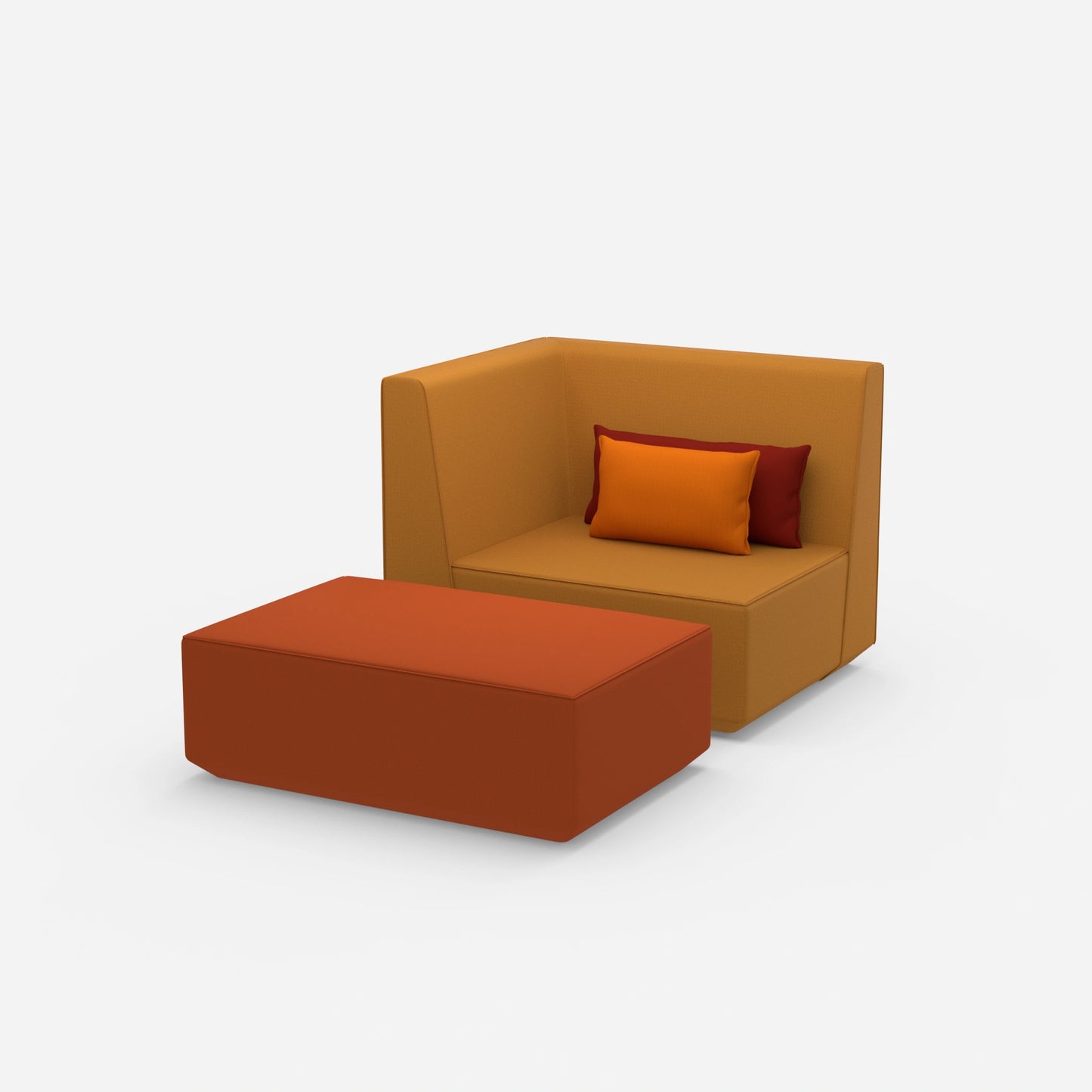 Sessel und Hocker modern von der Seite