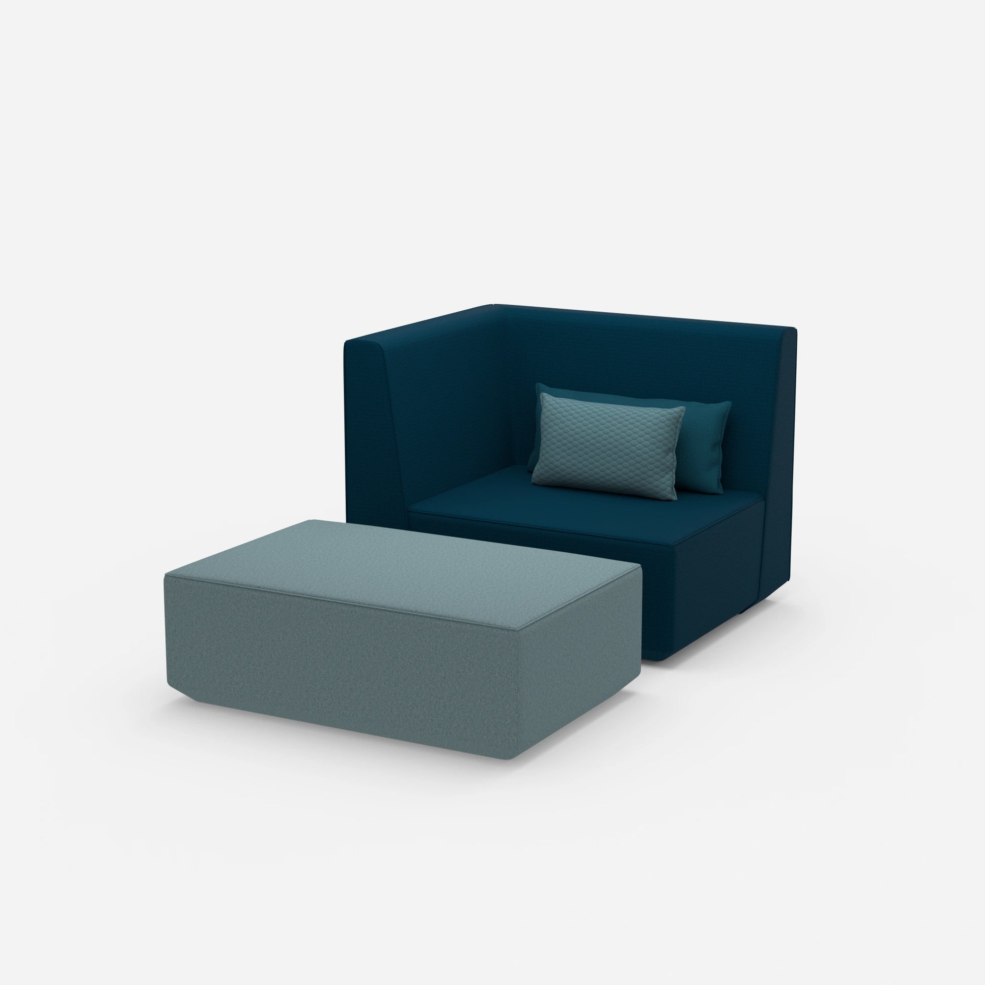 Sessel und Hocker modern von der Seite
