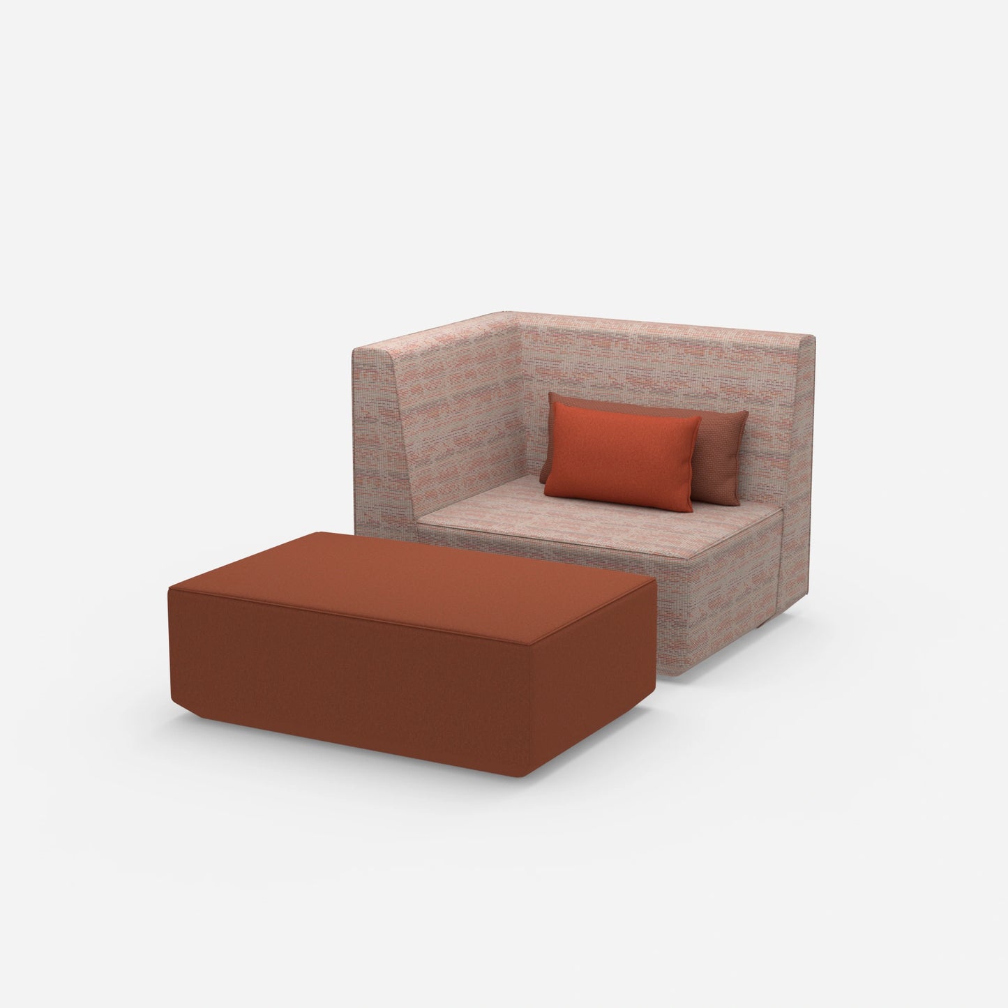Sessel und Hocker modern von der Seite