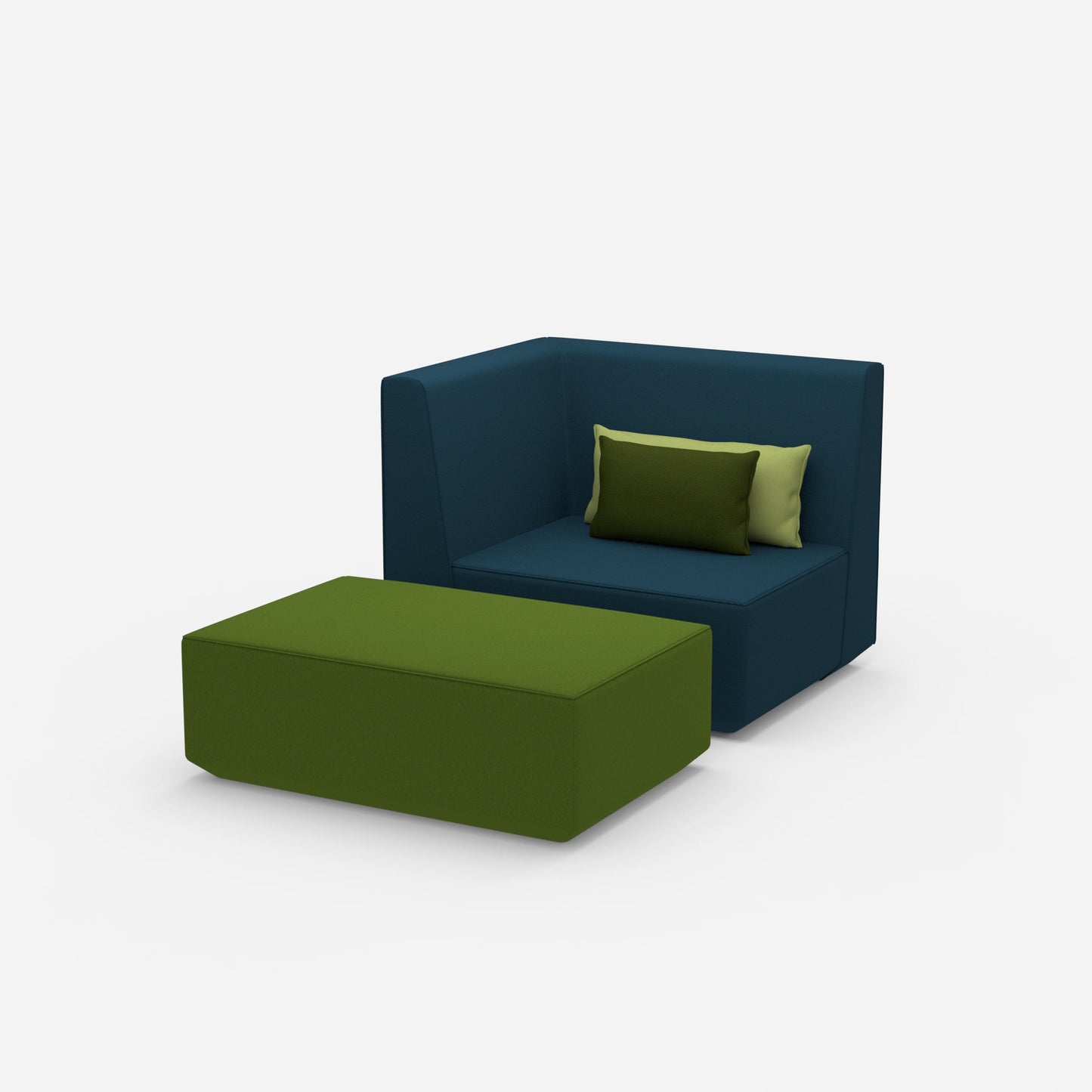 Sessel und Hocker modern von der Seite
