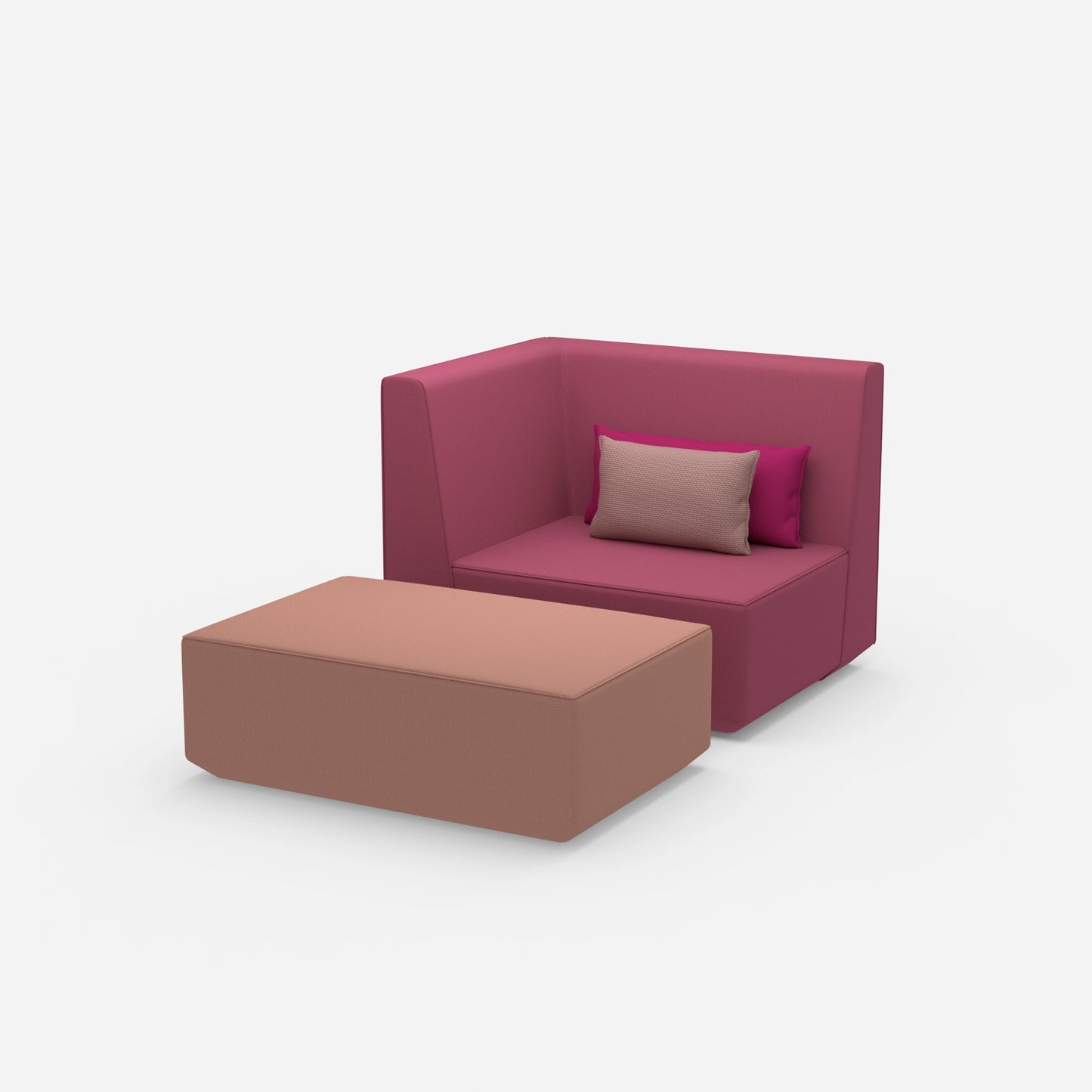 Sessel und Hocker modern von der Seite