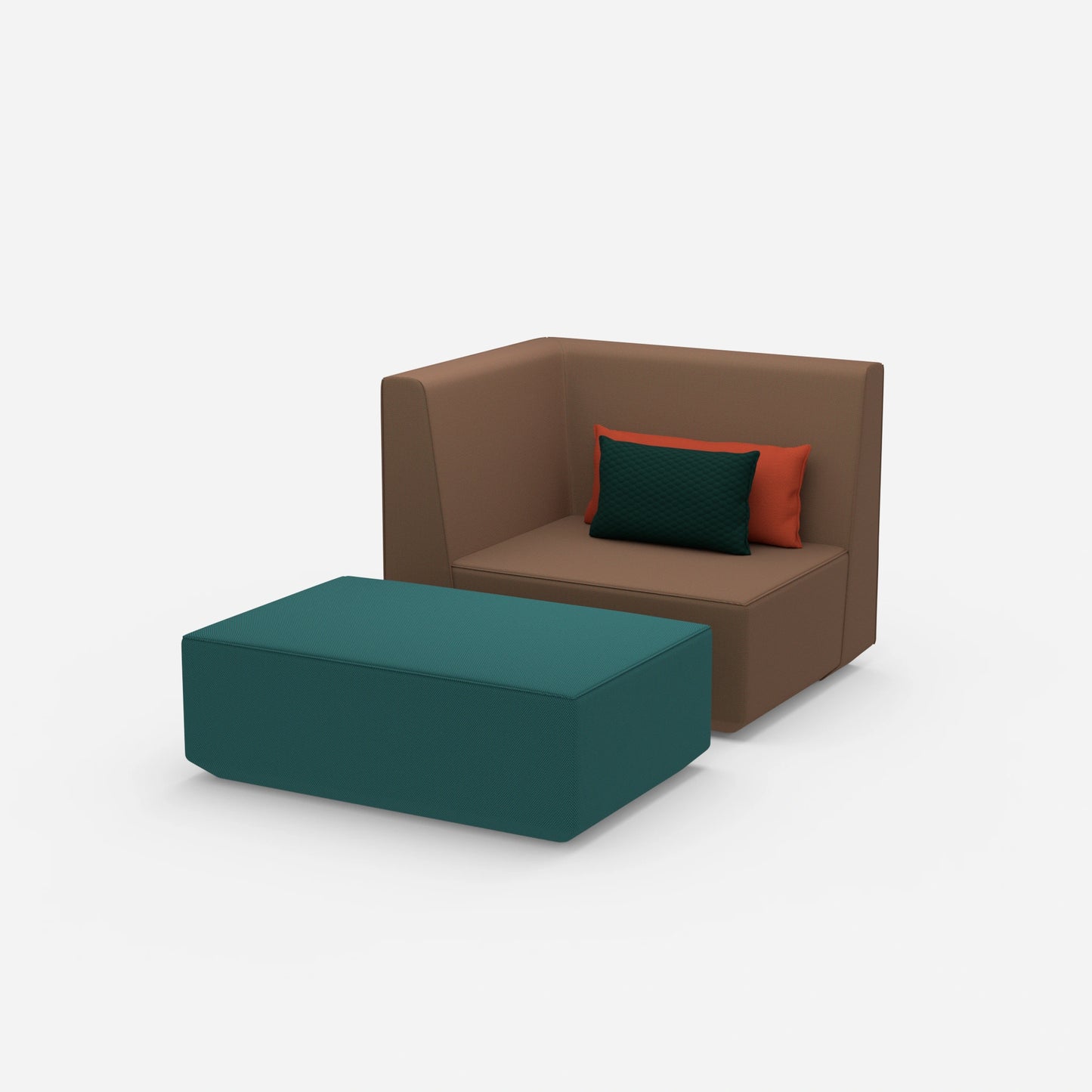 Sessel und Hocker modern von der Seite