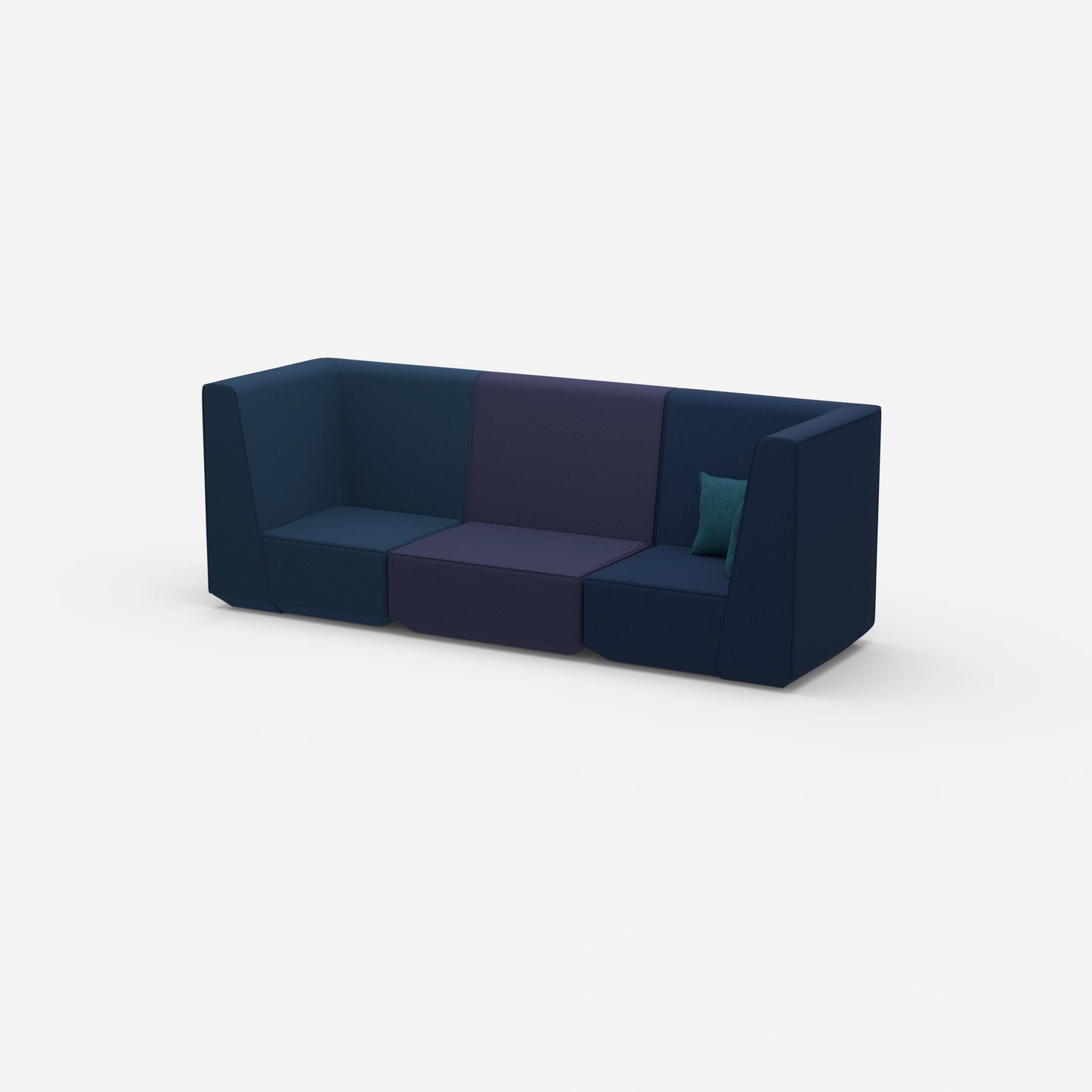 Sofa blau für 3 Personen von der Seite
