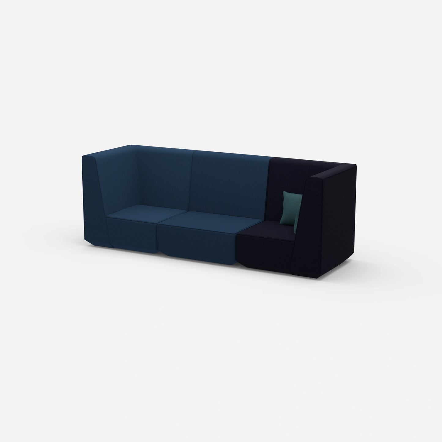 Sofa blau für 3 Personen von der Seite