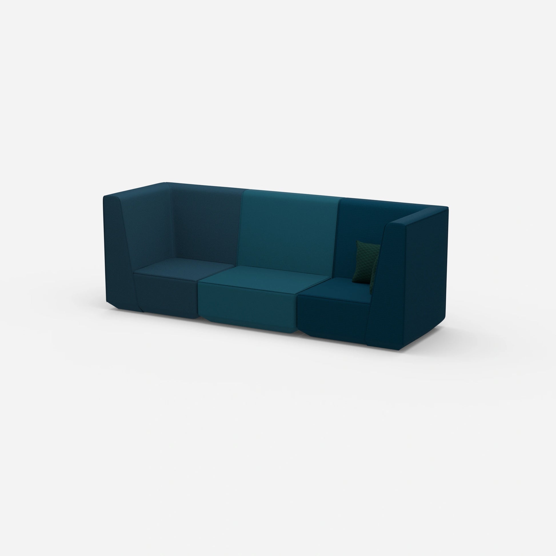 Sofa blau für 3 Personen von der Seite