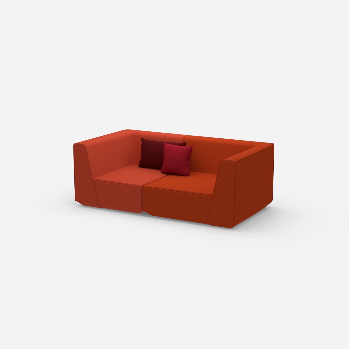 Sofa für 2 Personen in Rot von der Seite
