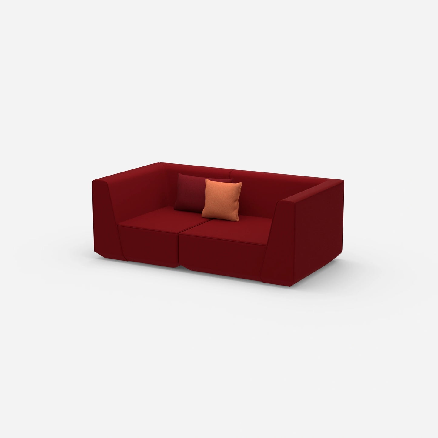 Sofa für 2 Personen in Rot von der Seite