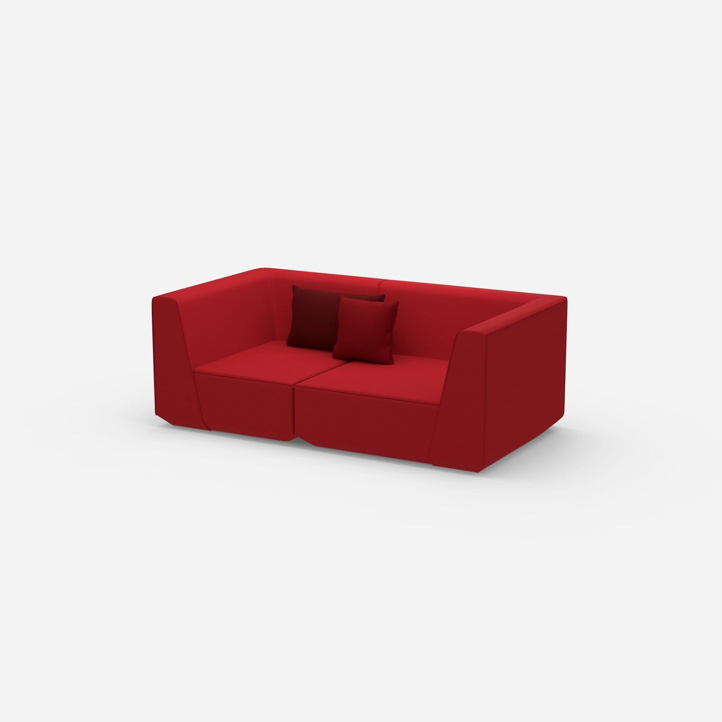 Sofa für 2 Personen in Rot von der Seite