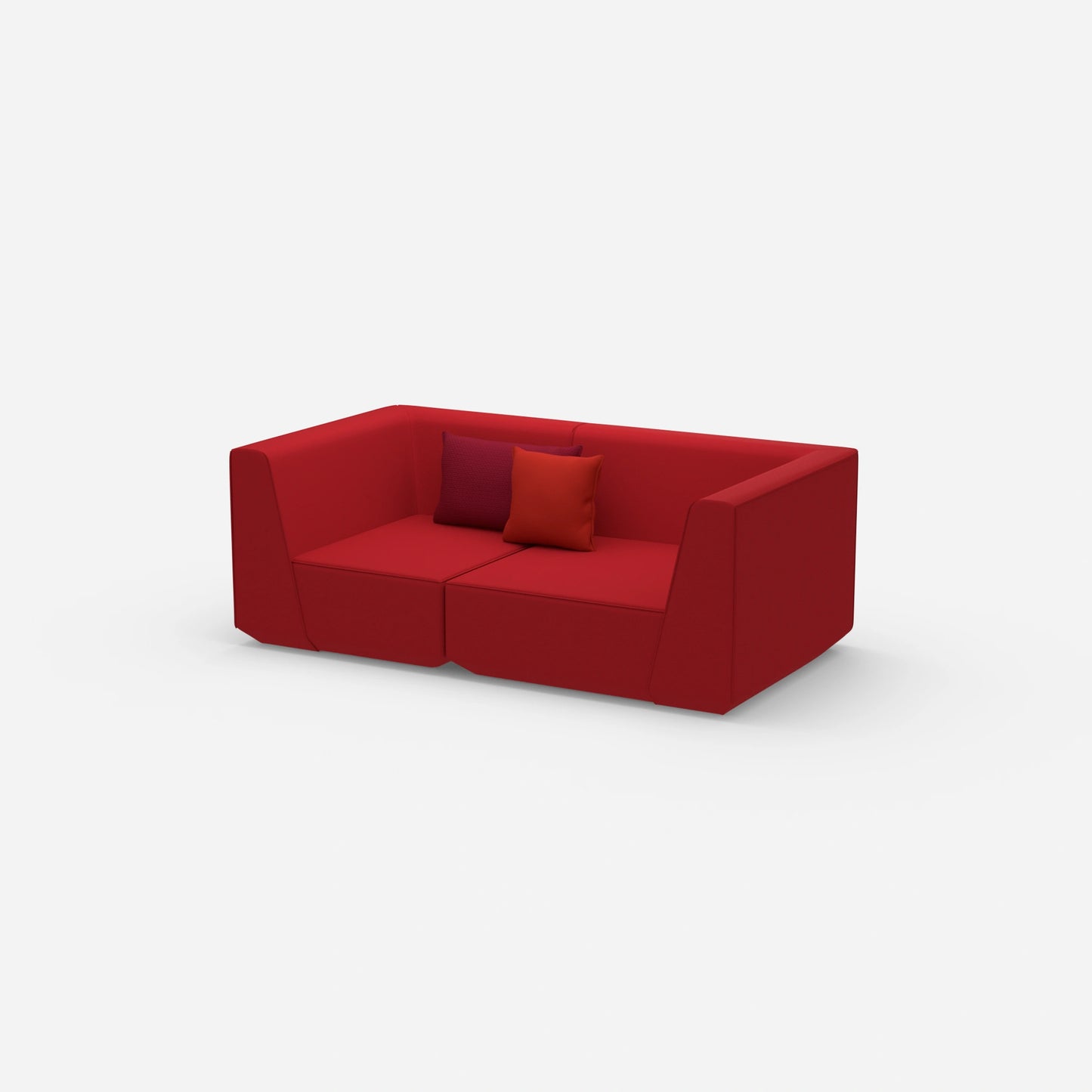 Sofa für 2 Personen in Rot von der Seite