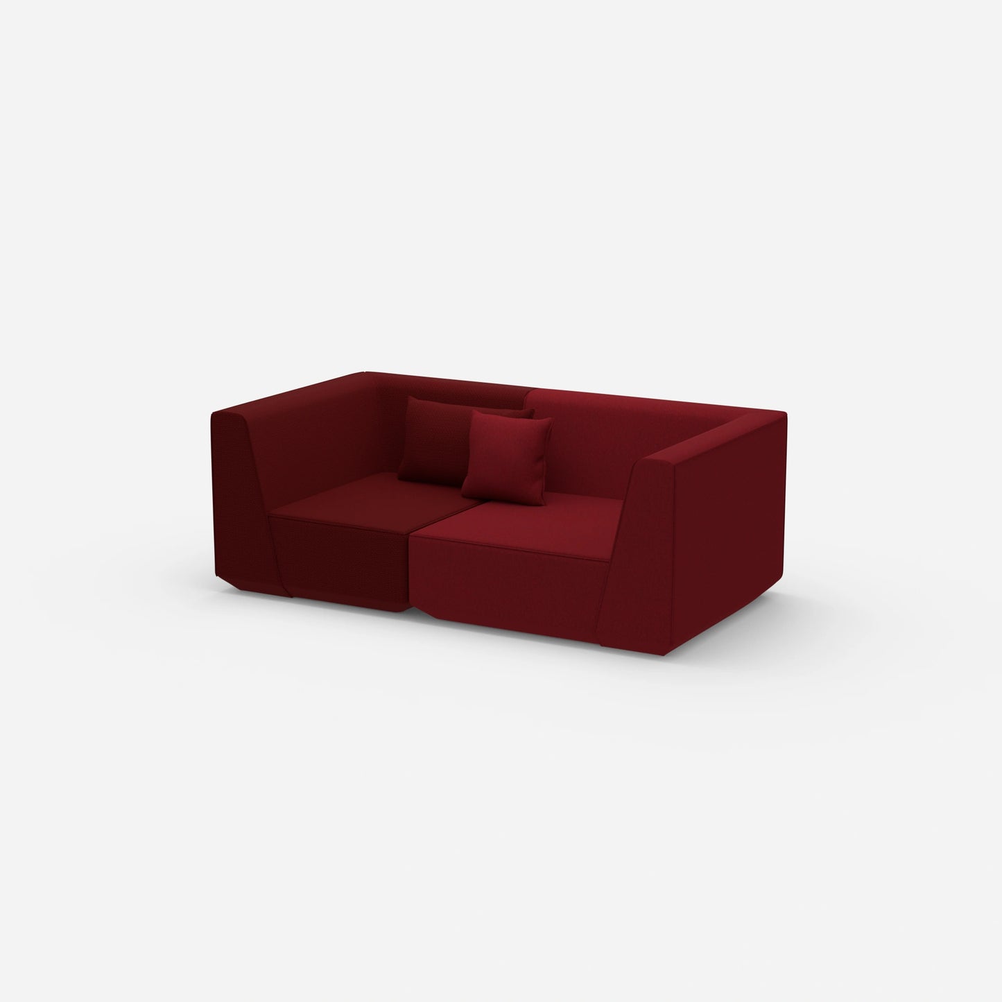 Sofa für 2 Personen in Rot von der Seite