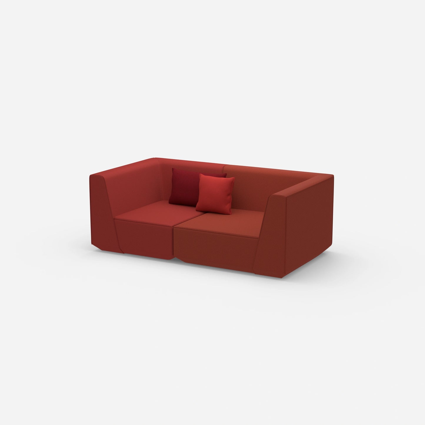 Sofa für 2 Personen in Rot von der Seite
