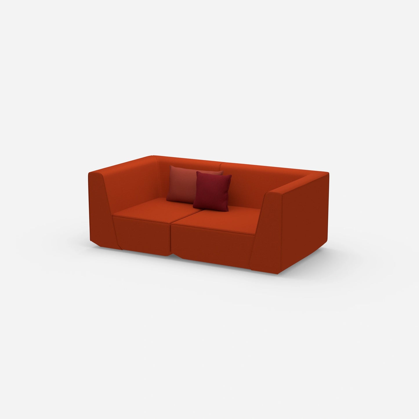 Sofa für 2 Personen in Rot von der Seite