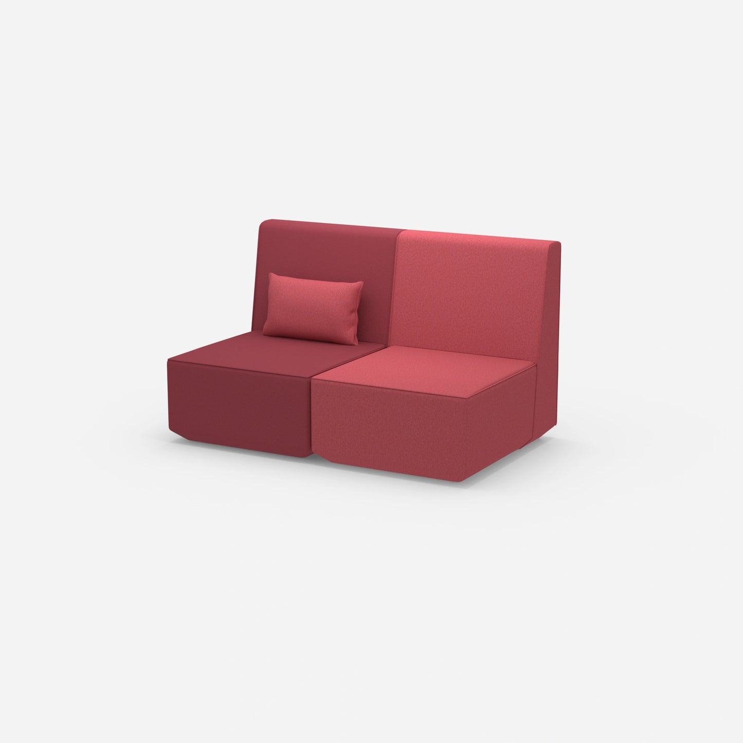 2-seater sofa pink with high back from the side