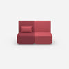 2-seater sofa pink with high back from the front