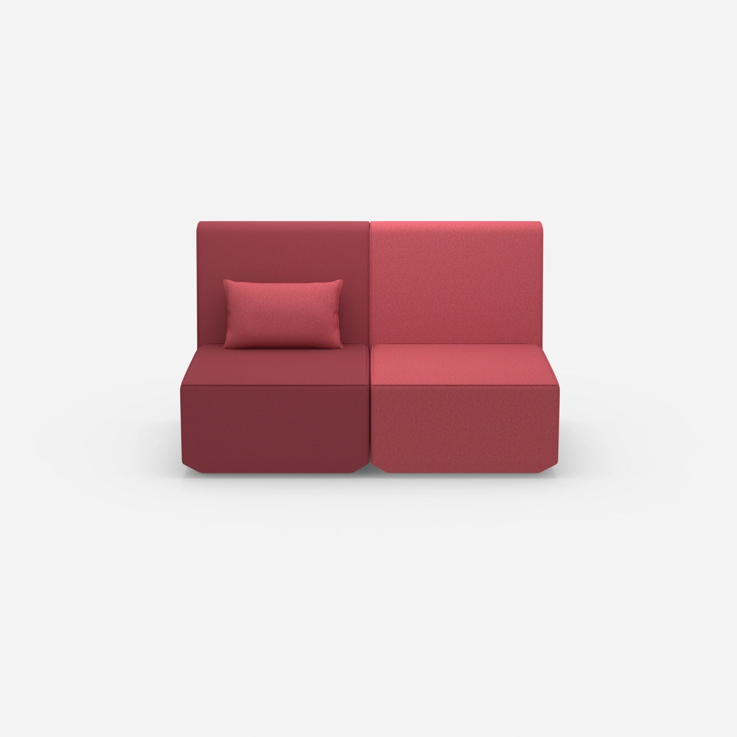 2-seater sofa pink with high back from the front