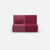 2-seater sofa pink with high back from the front