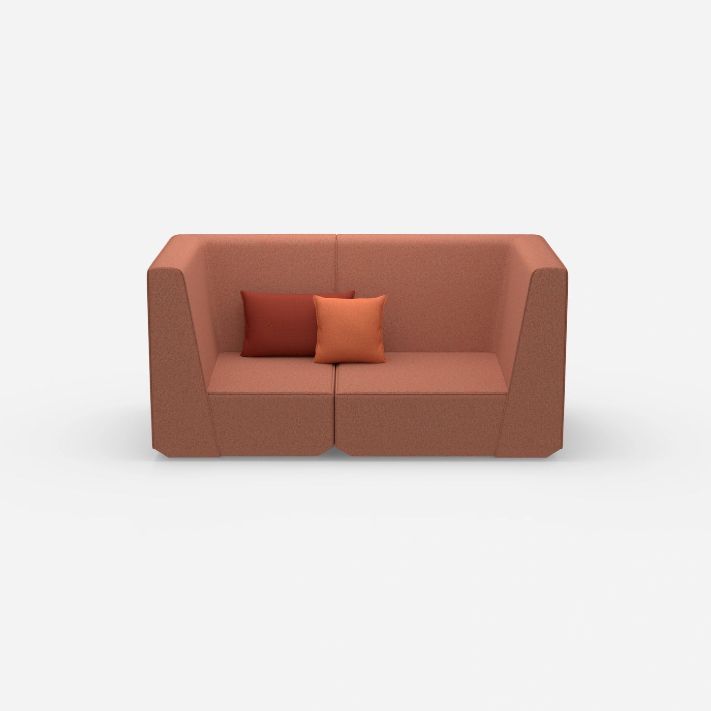 2-seater sofa red from the front