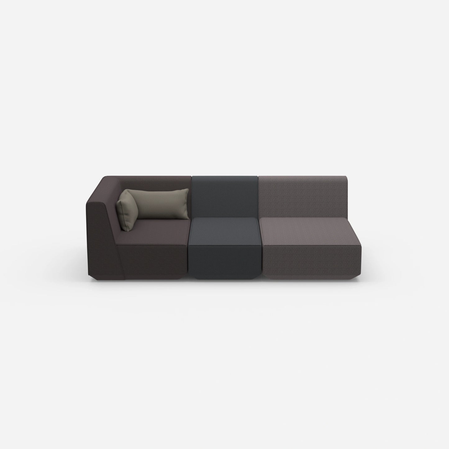 Modular 3-seater sofa with reclining function from the front