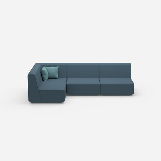 Blue corner couch from the front