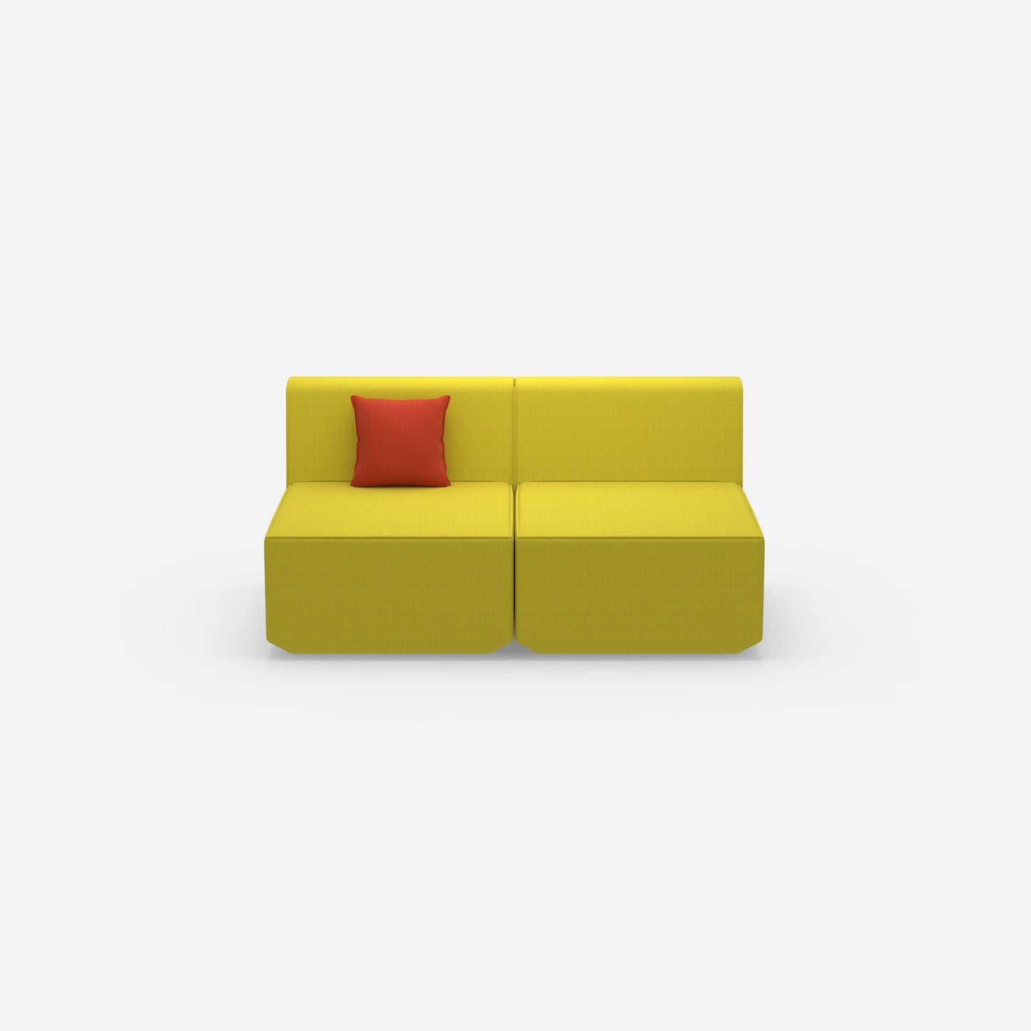 Colorful 2-seater sofa from the front