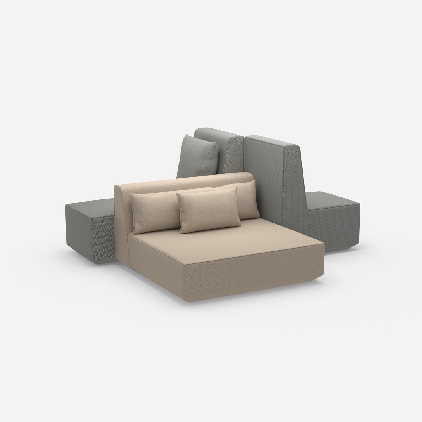 Co-working sofa island from the side