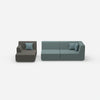 2 seater couch with ottoman from the front