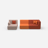 2 seater couch with ottoman from the front