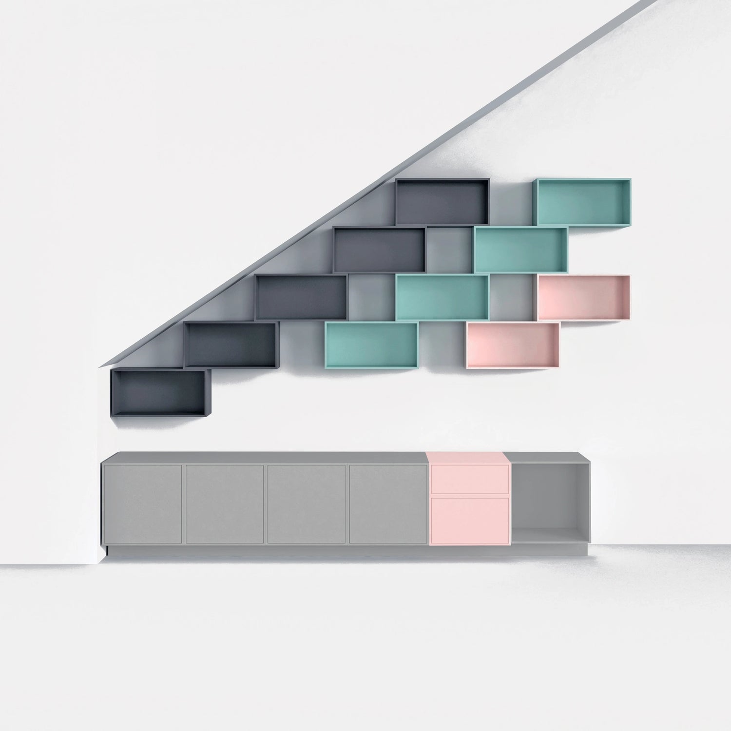 Sloped roof shelf RK105 from the front