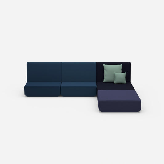 Corner sofa with high backrest from the front