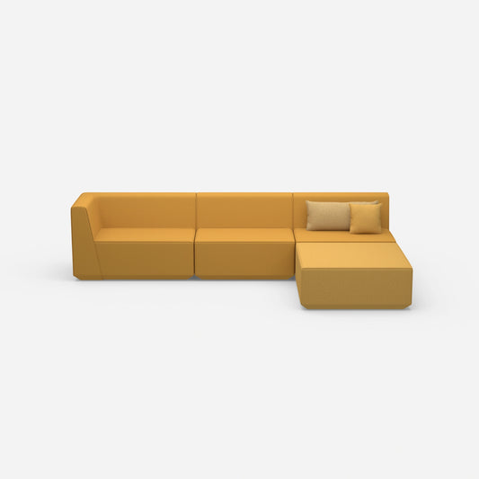 Corner sofa in yellow from the front