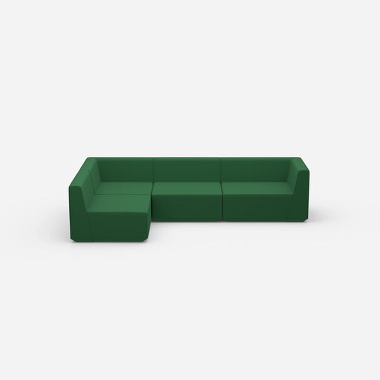 Corner sofa in green from the front