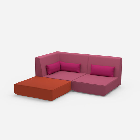 Corner sofa with deep seat and high backrest from the side