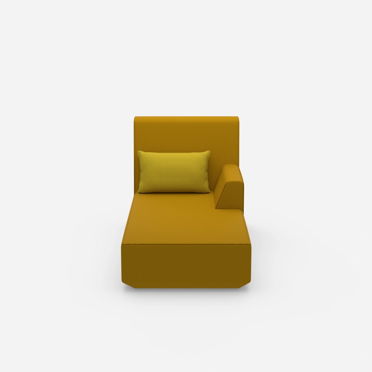 Yellow chaise longue from the front