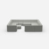 Cozy sofa island in shades of grey from the front